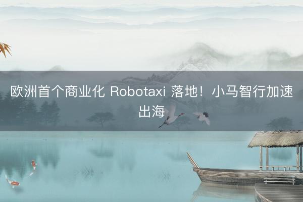 欧洲首个商业化 Robotaxi 落地！小马智行加速出海