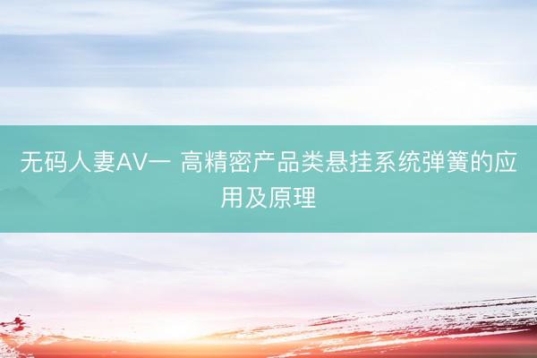 无码人妻AV一 高精密产品类悬挂系统弹簧的应用及原理