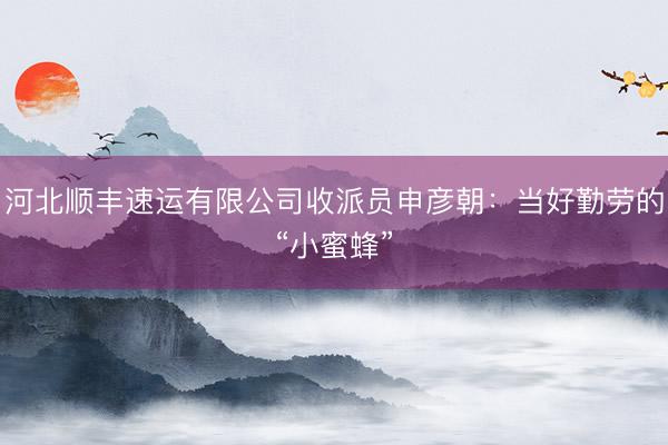 河北顺丰速运有限公司收派员申彦朝：当好勤劳的“小蜜蜂”
