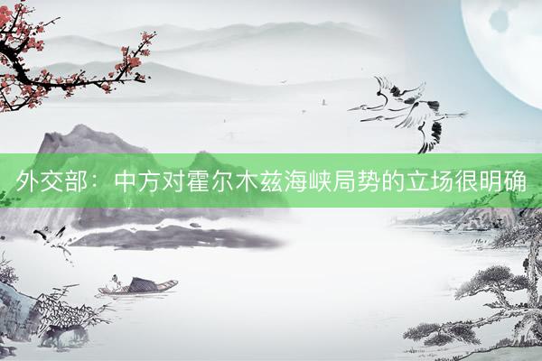 外交部：中方对霍尔木兹海峡局势的立场很明确