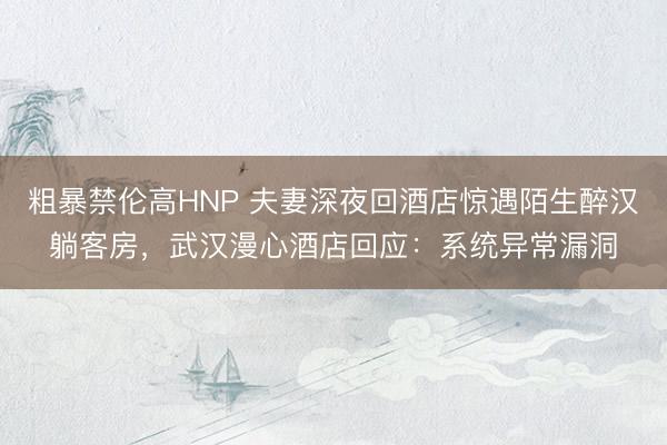 粗暴禁伦高HNP 夫妻深夜回酒店惊遇陌生醉汉躺客房，武汉漫心酒店回应：系统异常漏洞