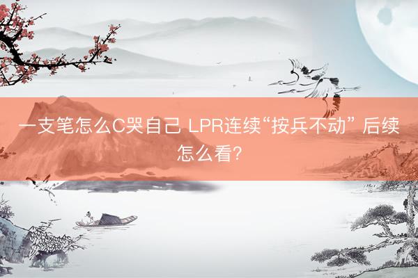 一支笔怎么C哭自己 LPR连续“按兵不动” 后续怎么看？