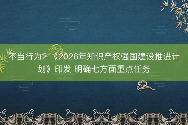 不当行为2 《2026年知识产权强国建设推进计划》印发 明确七方面重点任务