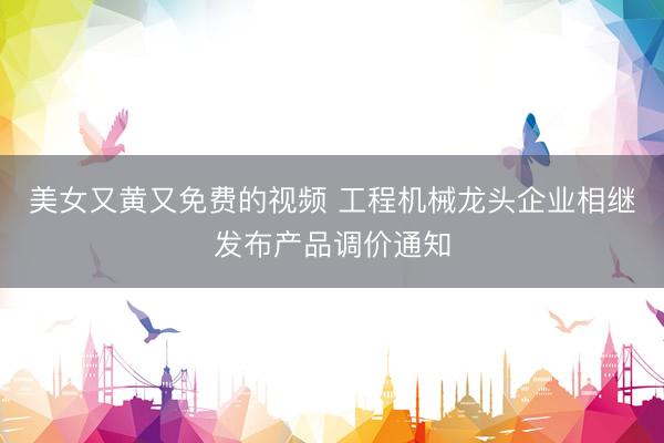 美女又黄又免费的视频 工程机械龙头企业相继发布产品调价通知