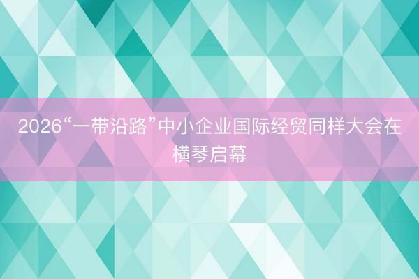 2026“一带沿路”中小企业国际经贸同样大会在横琴启幕