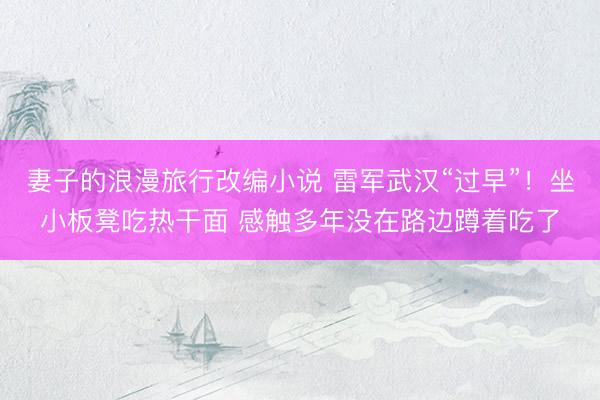 妻子的浪漫旅行改编小说 雷军武汉“过早”！坐小板凳吃热干面 感触多年没在路边蹲着吃了