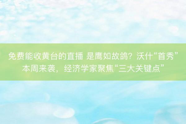 免费能收黄台的直播 是鹰如故鸽？沃什“首秀”本周来袭，经济学家聚焦“三大关键点”