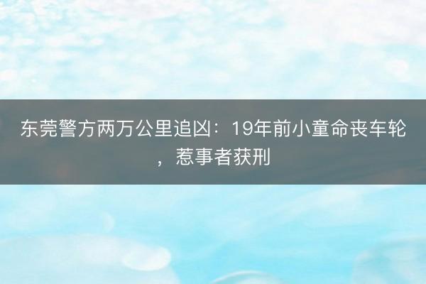 东莞警方两万公里追凶：19年前小童命丧车轮，惹事者获刑